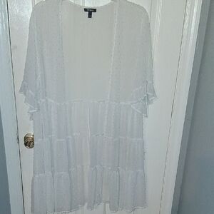 Torrid Sheer White Tiered Textured Open Layering Kimono